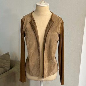 Escapade brown suede and Knit  zip up jacket.